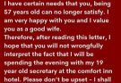A wife finds a note from her husband